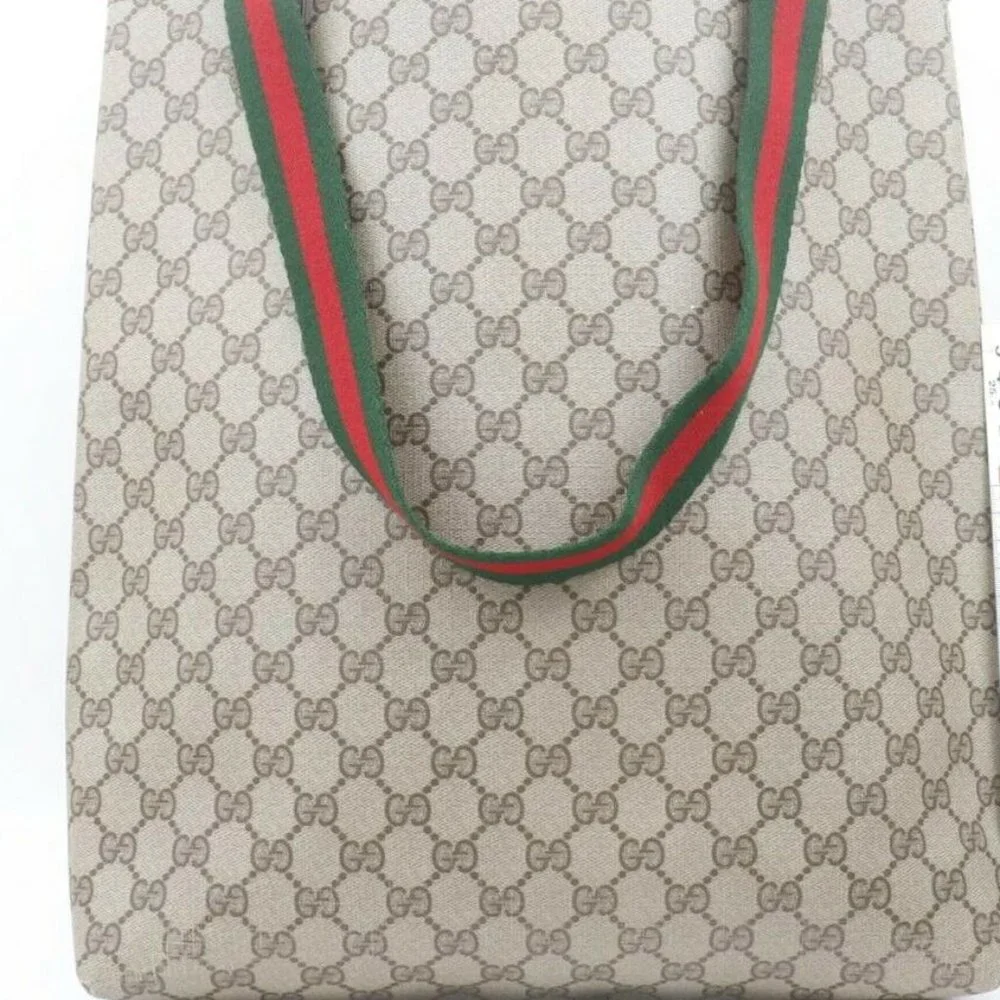 Vintage Gucci Sherry Line Guccissima Monogram Leather Tote Laptop Bag Brown